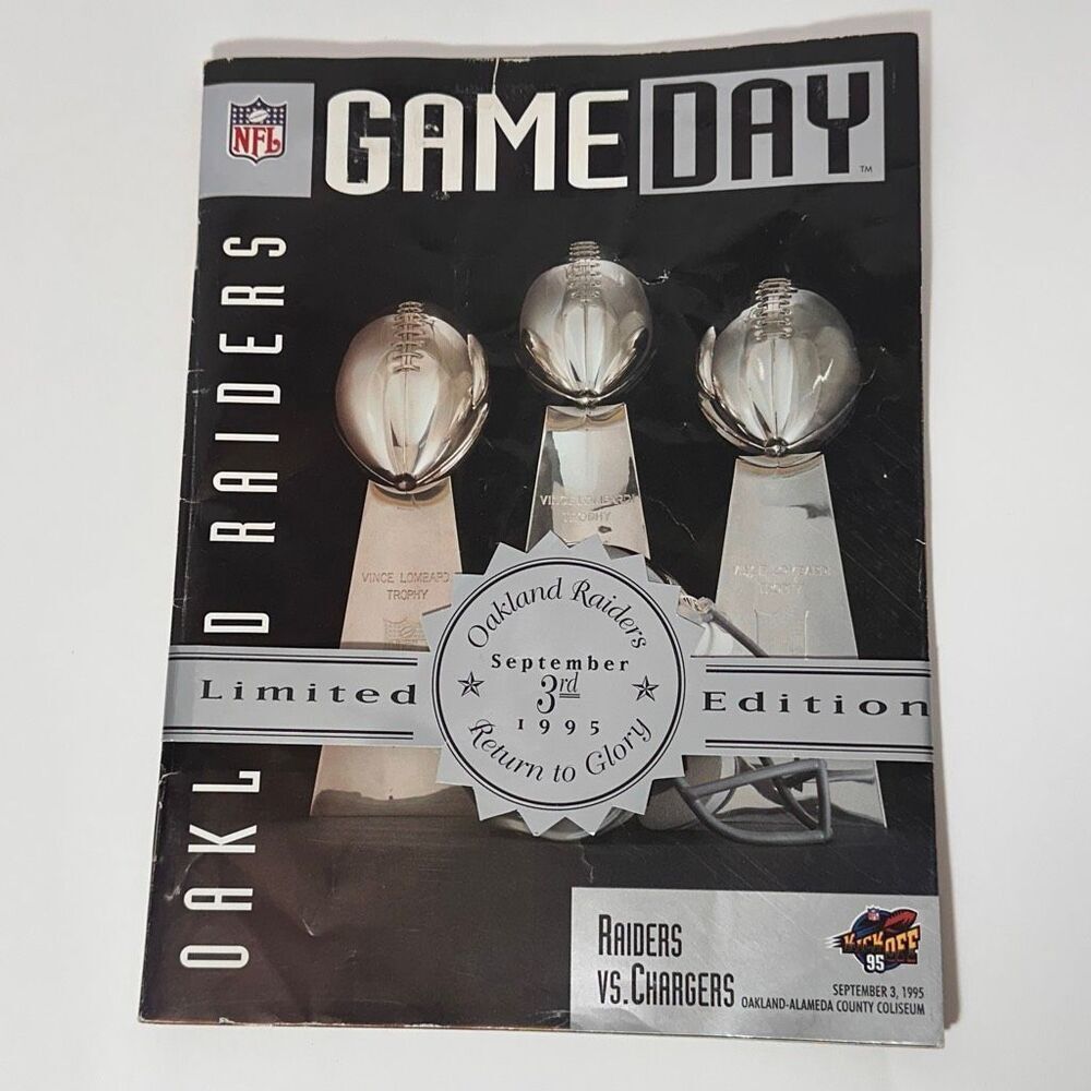 Oakland Raiders Opening Day GAMEDAY Program w/ Section 111 Ticket Stub 1995